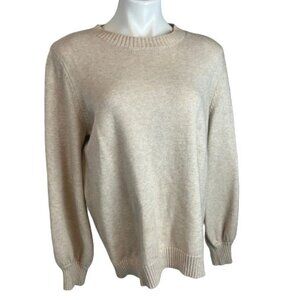 Qualfort Crew Neck Cream Sweater Size: XL